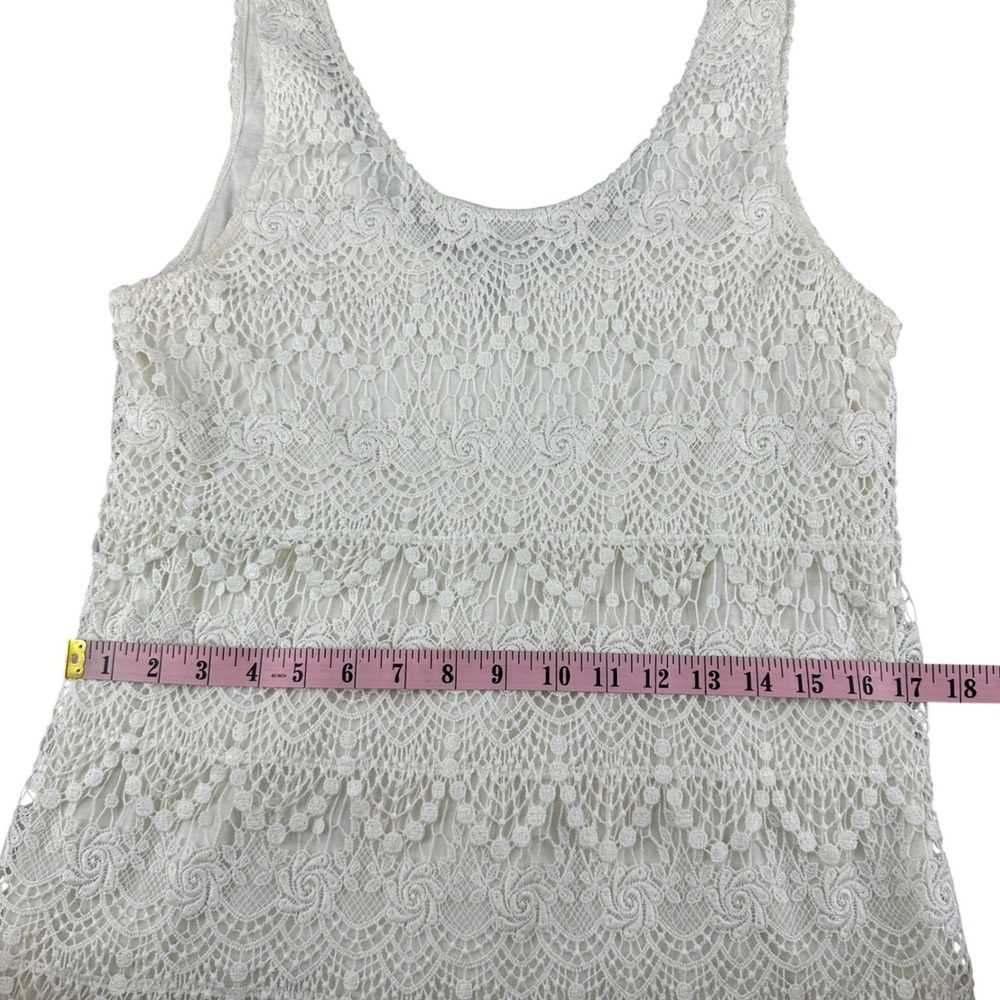 H&M Divided Ivory Floral Lace Tiered Mini Dress 12 Boho Festival Western - Picture 9 of 9